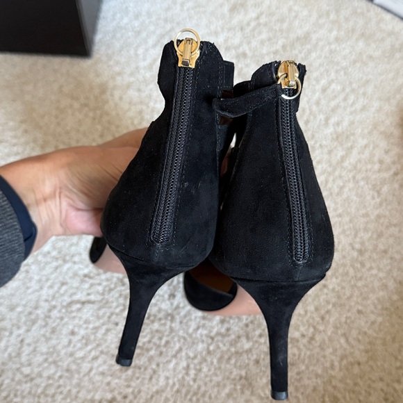 New Aquazzura Italy Belgravia Black Suede Leather Lace Zip Ankle Heels 38.5 - Picture 4 of 8